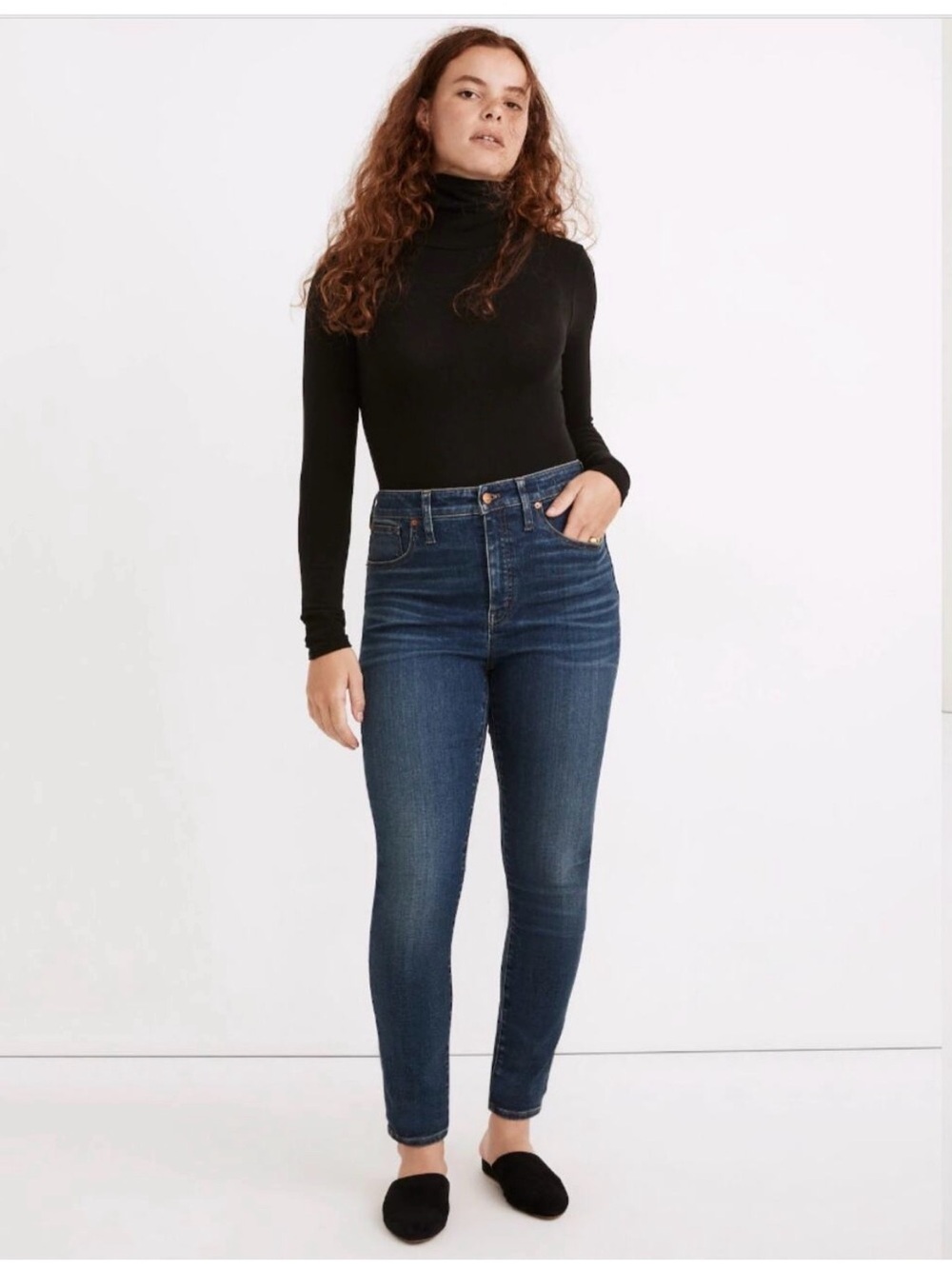 Madewell High-Rise Skinny Jeans in Dark Blue Wash